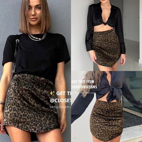 Zara mini leopard print cheetah mini satin skirt - Picture 1 of 9